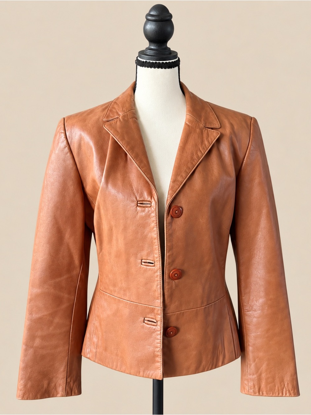 90s Vintage Danier Leather Blazer Cut Tan Jacket S